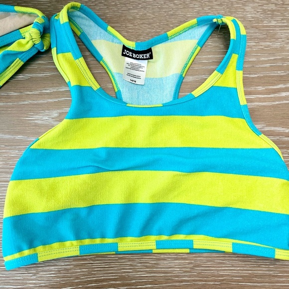 🆕Joe boxer NWT striped girl’s size 14/16 racer back 2 piece swimsuit beach - Picture 3 of 10